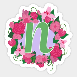 Monogram N, Personalized Floral Initial Sticker